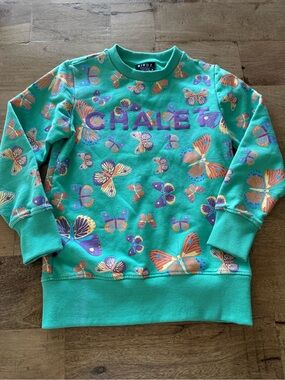 Bitdz Chalet Green Butterfly Sweatshirt - Kids size 8 colorful